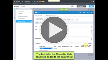 Using a Reuseable List video link
