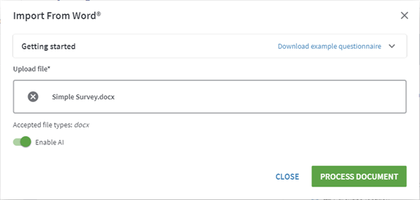 Import from Word dialog