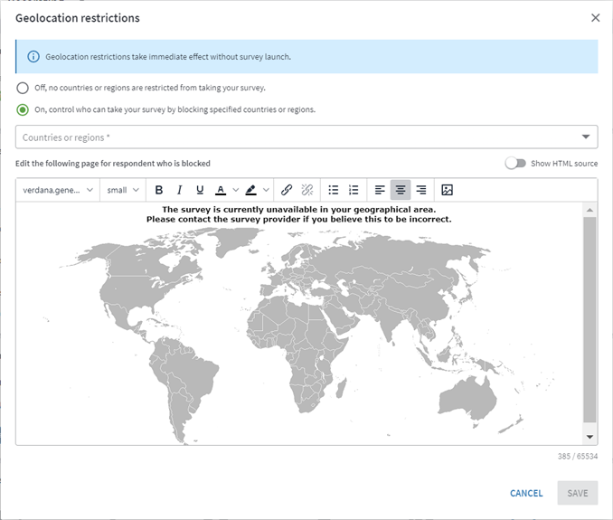 Setting up geolocation restrictions